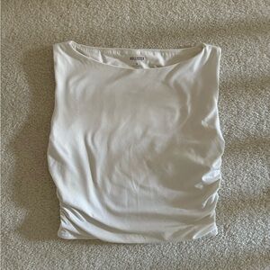 hollister white rutched sleeveless top